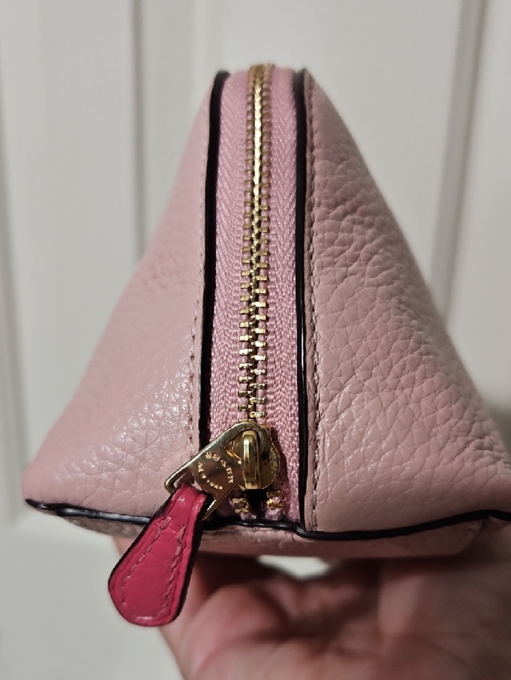 Coach X Disney Pink Pebbled Leather Cosmetic Pouch with Mickey Skate Graphic - Picture 4 of 10